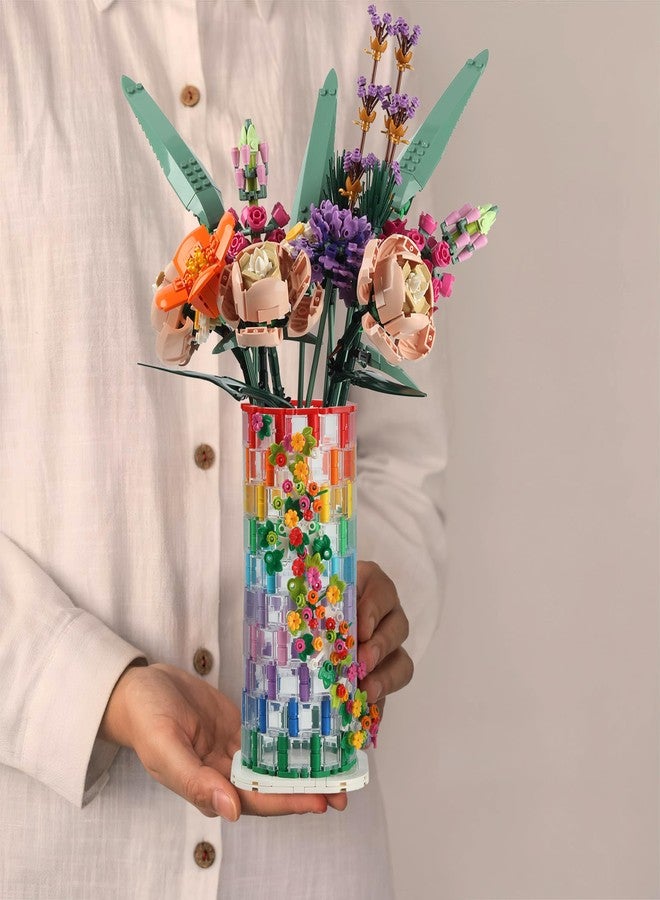 HI-REEKE Vase Building Set for Flowers Bouquet 10280 10313, Transparent Vase Flower Display Stand Building Block Kit for Women Adult - Image 4